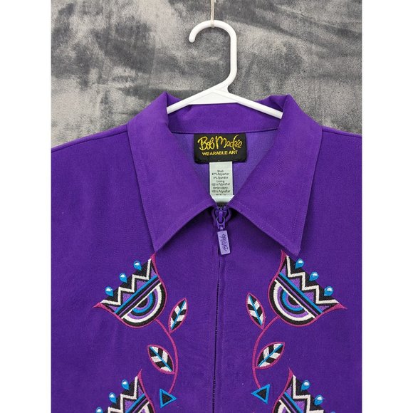 VTG Bob Mackie Western Jacket Size M Beaded Southwestern Artsy Rodeo USA Purple - Picture 6 of 16